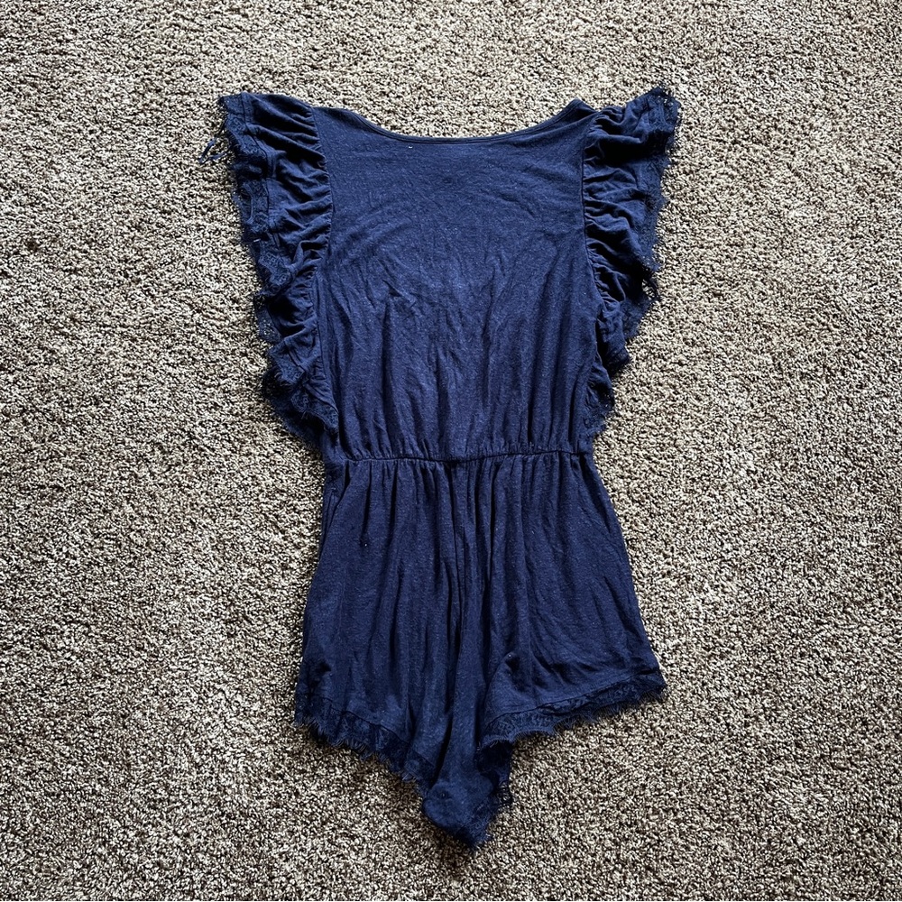 L Space Navy Romper With Flutter Sleeve - image 2